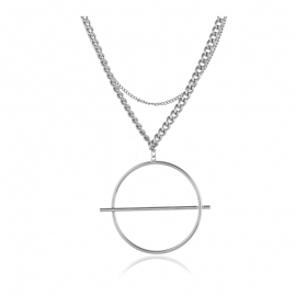 Embossed portrait long ring necklace female simple geometric painting oil shell multilayer necklace