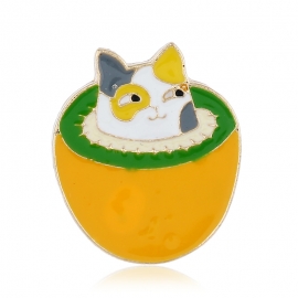 Creative coffee cup cat teapot cat rabbit record dripping oil cartoon brooch clothing accessories