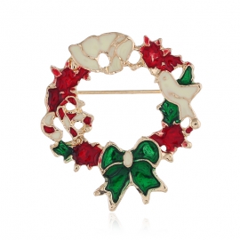 Cartoon christmas wreath brooch all-match christmas gifts