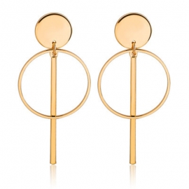 European and american hot selling hollow earrings earrings geometric round cake circle word stick earrings earrings female long earrings