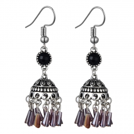 Amazon aliexpress cross-border hot selling crystal alloy bell earrings indian ethnic style earrings