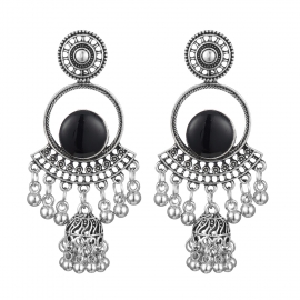 Round oil dripping hollow earrings bird cage bell pendant personalized earrings