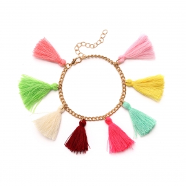 European and american cross-border fashion jewelry, exaggerated personality, harajuku hit color tassel street style fashion female bracelet