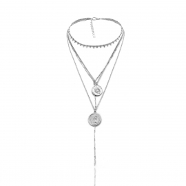 European and american cross-border necklaces, personalized coin pendants, embossed design, womens simple virgin long tassel necklace