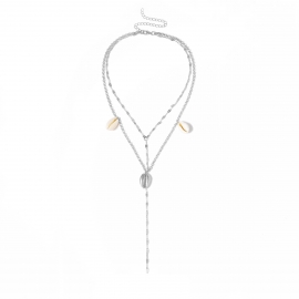 European and american cross-border jewelry simple chain geometric retro necklace female multi-layer shell tassel y-shaped creative necklace