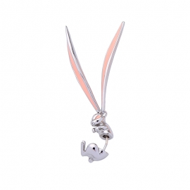 S925 silver needle korean ins niche design girl heart earrings cute rabbit enamel glaze earrings