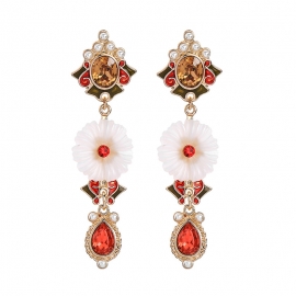 Jewelry, elegant flowers, pearl, oil drop, classical water drop earrings, temperament, european and american fashion earrings