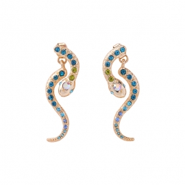 Fresh diamond-studded small snake-shaped earrings for women, cute and personalized girl face thin earrings, european and american wish cross-border jewelry
