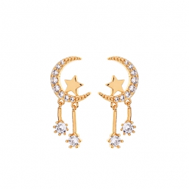 Korean style niche design earrings fashion cold wind star and moon earrings new temperament 925 silver needle earrings