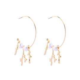 Exaggerated circle branch pearl pendant earrings female european style suitable for round face earrings