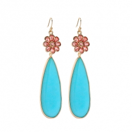 Creative and exaggerated long flower earrings with diamonds and droplets pendant earrings women european and american fashion trendy earrings