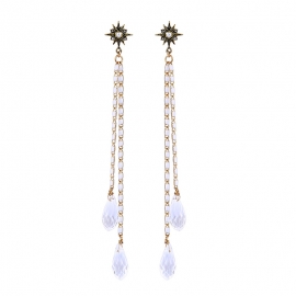 Elegant long star water drop tassel earrings temperament european and american fashion retro earrings