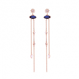 925 silver needle long star zircon inlaid diamond tassel earrings female japanese and korean style fashion thin face earrings