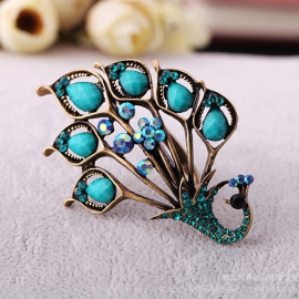 European and american fashion jewelry wholesale retro diamond peacock ladies ring ring