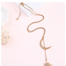 Stars and moon diamond pendant necklace women european and american style fashion simple trendy versatile light luxury necklace