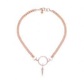 Creative chain circle pendant necklace female personality european and american fashion short clavicle chain