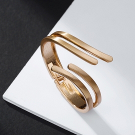 European and american popular wide-sided symmetrical geometric lines gold-plated ladies bracelet fashion single product gold bracelet factory wholesale
