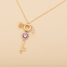 Japan and south korea cross-border hot-selling jewelry fashion sweet wind diamond love key pendant necklace