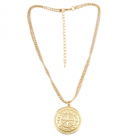 Cross-border hot-selling jewelry in europe and america, personality all-match round brand pendant, round bead chain, ladies double necklace