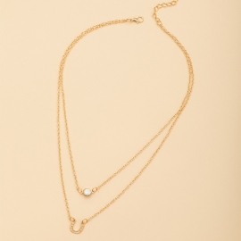 Cross-border hot-selling jewelry in japan and south korea fashion simple style diamond horseshoe pendant double necklace