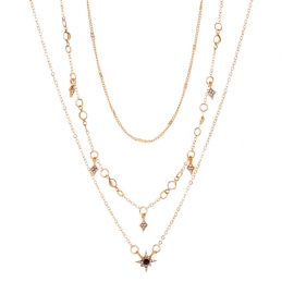 Personalized classic ladies diamond star pendant multilayer necklace
