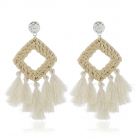 Beach style wild exaggerated rattan earrings european and american fashion vines hand-woven long tassel shell earrings