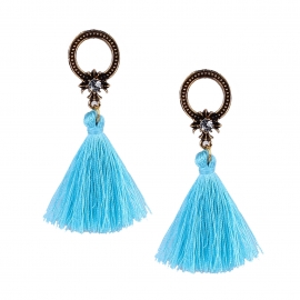 Bohemian fashion long tassel jewelry simple and versatile alloy diamond earrings women