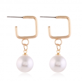 Korea dongdaemun fashion creative new earrings simple alloy geometric pearl earrings trendy womens earrings