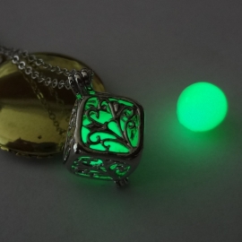 Hollow square tree of life luminous bead pendant love rubiks cube luminous diy photo box necklace accessories