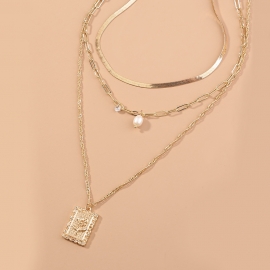 Cross-border new product multi-layered hip-hop street lattice chain rose flower pendant necklace fashion metal necklace