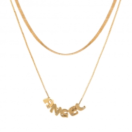 Amazons new hot-selling personality fashion all-match detachable necklace angel letter multilayer clavicle chain necklace