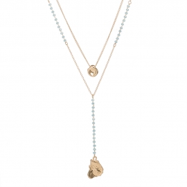 Korean version of the popular multi-layer necklace female metal pea card neck shaped beating drop drop pendant factory wholesale