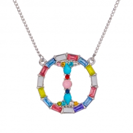 European and american foreign trade fashion 26-letter round necklace with colored diamonds, simple and simple english clavicle chain neck factory direct sales