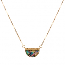 Amazon new product accessories personality creative semicircle color natural abalone shell pendant necklace ins european and american jewelry