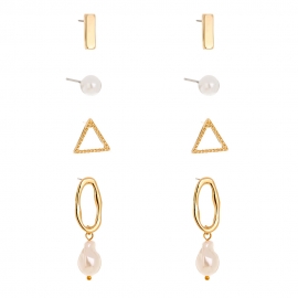 Simple and versatile geometric stud earrings set ins wind versatile daily set stud earrings