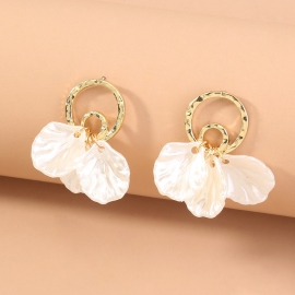 European and american foreign trade ins wind earrings temperament design shell petals pearl diamond chain long tassel earrings