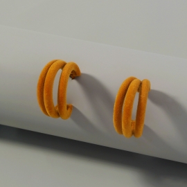 European and american foreign trade new products hot sale autumn and winter retro c-shaped brown flocking round earrings plush fashion all-match earrings