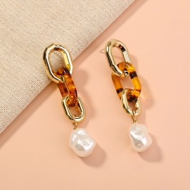 European and american cross-border popular new jewelry cuban chain punk style hip-hop pearl pendant earrings earrings women