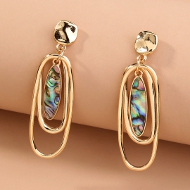 European and american cross-border retro jewelry oval abalone shell multi-layer fashion big-name earrings temperament wild earrings