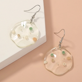 European and american foreign trade trend niche jewelry fresh and wild acrylic geometric contrast color pendant earrings factory direct sales