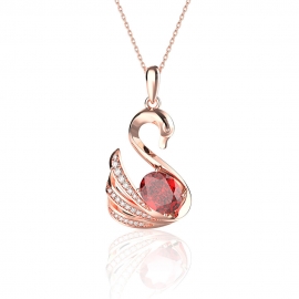 Rose gold swan inlaid zircon pendant clavicle chain copper with gold electroplated finished necklace and zircon pendant