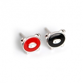 Student cartoon selling cute epoxy black red cute piglet s925 sterling silver stud earrings jewelry ear stud earrings