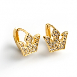 Fashion diamond-set zircon crown-shaped s925 sterling silver earrings ear ring