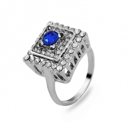 New personality square mens ring creative crystal ring