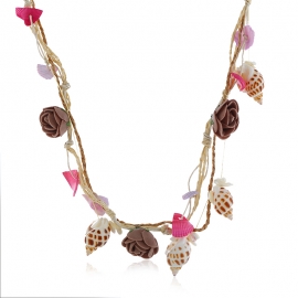 Shell conch earrings female original handmade flower braided thread tassel