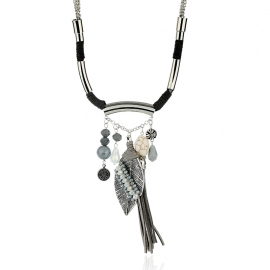 European and american new jewelry turquoise blue necklace amazon hot style ethnic leaf tassel necklace