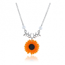 Necklace pearl sun flower necklace feminine fashion sunflower pendant