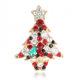 Cartoon christmas tree brooch, all-match christmas gift
