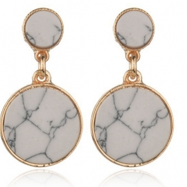 European and american new simple earrings wild imitation marble round turquoise earrings earrings black turquoise circle earrings