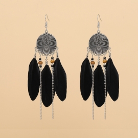 European and american simple temperament retro feather earrings geometric geometry earrings earrings export jewelry factory direct sales
